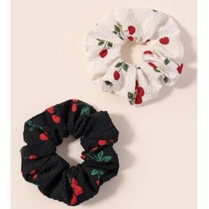Cherry Print Scrunchies